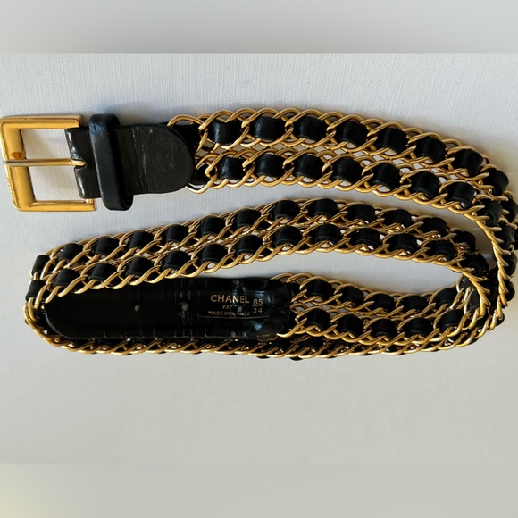CHANEL Chain Belt Black Gold leather - Picture 4 of 7